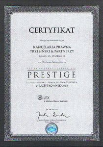 certyfikat lex prestige